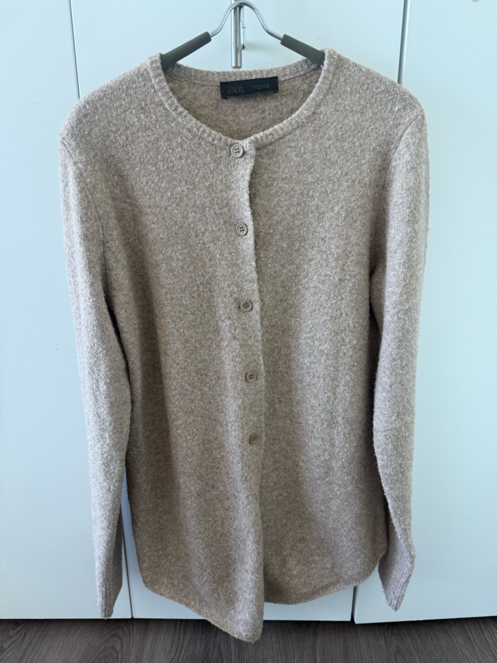 Zara Women’s Beige/Brown Crewneck Button Cardigan